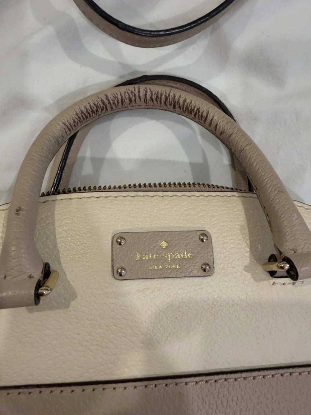 kate spade Two-Tone Dome Satchel in Beige and Cream
